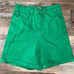 Judy Blue Kelly Green High Waisted Tummy Control Shorts Medium Garment Dyed
